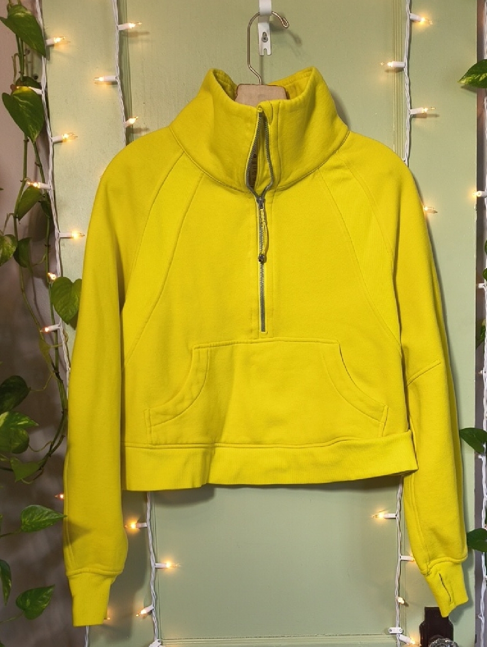 Women's Lululemon Scuba Oversized Funnel-Neck Half-Zip Cropped Yellow  XS